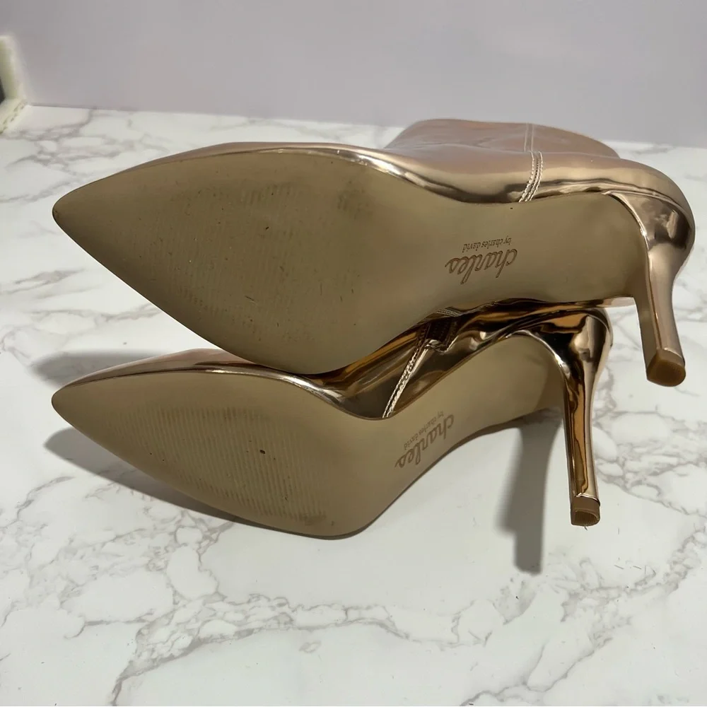 NIB Charles by‎ Charles David Rose Gold Metallic Ankle Boot -- 10